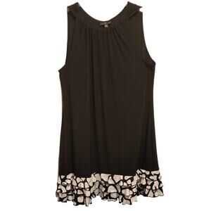 R & K Black/White above the Knee Sleeveless Dress Women XL